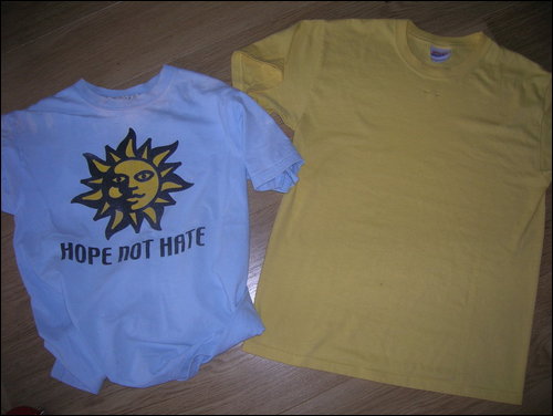 Two t-shirts to be upcycled into one